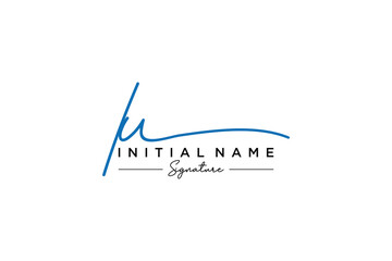 Initial IU signature logo template vector. Hand drawn Calligraphy lettering Vector illustration.