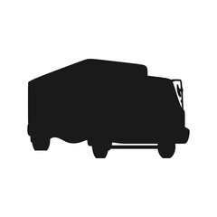 Cute Box Truck silhouette vector. Funny illustration in trendy design style. Suitable for many purpose, like for product mascot or children book or education video content.