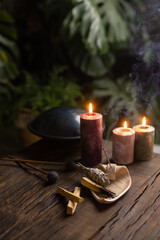 Fototapeta na wymiar sandalwood for relaxation and meditation, meditation concept