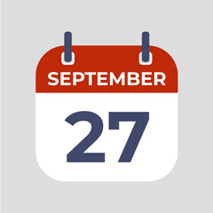 September 27. The best of Flat icon calendar isolated on gray background. illustration symbol template in trendy style. Can be used for many purposes.