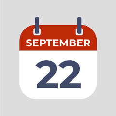 September 22. The best of Flat icon calendar isolated on gray background. illustration symbol template in trendy style. Can be used for many purposes.