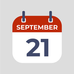 September 21. The best of Flat icon calendar isolated on gray background. illustration symbol template in trendy style. Can be used for many purposes.