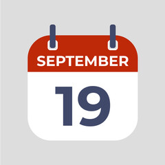 September 19. The best of Flat icon calendar isolated on gray background. illustration symbol template in trendy style. Can be used for many purposes.