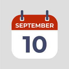 September 10. The best of Flat icon calendar isolated on gray background. illustration symbol template in trendy style. Can be used for many purposes.