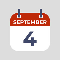 September 4. The best of Flat icon calendar isolated on gray background. illustration symbol template in trendy style. Can be used for many purposes.
