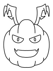 black and white of cute pumpkin cartoon for coloring