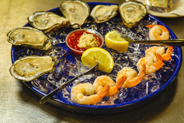 Fototapeta na wymiar close up of a plate with seafood