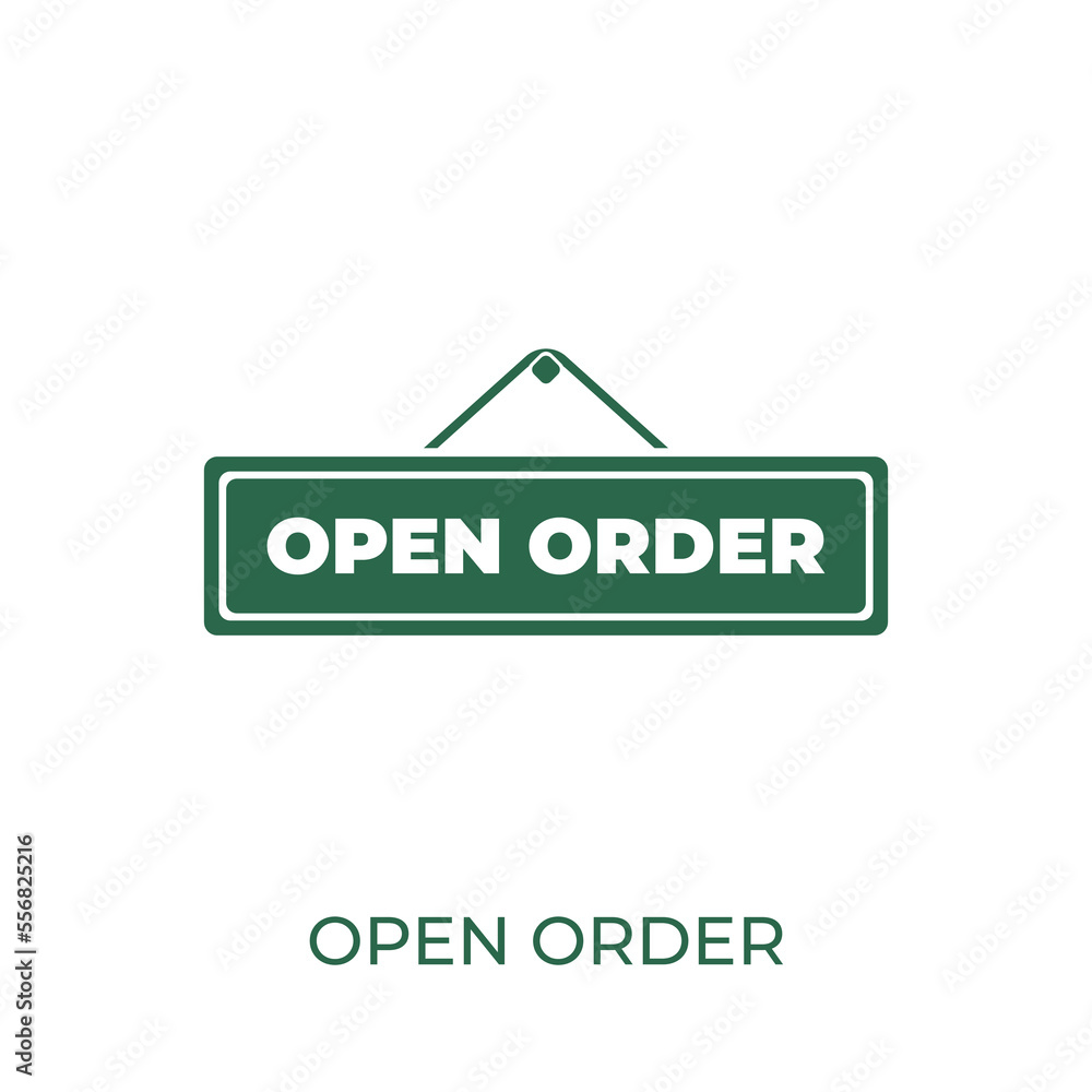 Poster open order sign concept icon. vector symbol design of business collection. can be used for web and m