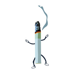 cute cigarette character vector, flat cartoon design style.