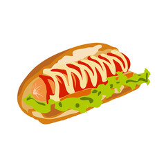 hot dog vector illustration, flat cartoon design style. Editable graphic resources for many purposes.