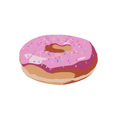 Vector illustration of very tempting pink donut, flat cartoon design style. Editable graphic resources for many purposes.