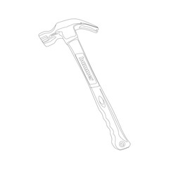 vector illustration, modern hammer silhouette and sketch, semi realistic flat cartoon design style.