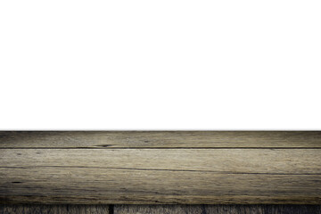 textured brown wooden of table background. Set empty shelf wooden isolated on white background, clipping  paths