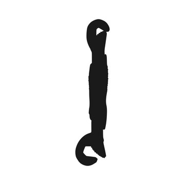 recommend clip art: 	
                    vector illustration, snap and grip universal wrench silhouette and sketch isolated on white background, semi realistic flat cartoon design style.