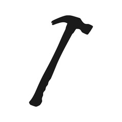 vector illustration, modern hammer silhouette and sketch, semi realistic flat cartoon design style.