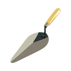 vector illustration, cement spoon with wooden handle, semi realistic flat cartoon design style. Editable graphic resources for many purposes.