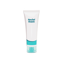 Vector illustration of facial foam tube that is often used and familiar in the world, in realistic flat 3d design style. Editable graphic resources for many purposes.