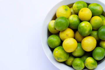 Frsh limes isolated on white background.