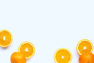 High vitamin C, Juicy and sweet. Fresh orange fruit  on white.