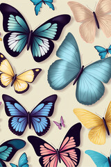 Fototapeta na wymiar Beautiful spring butterflies, Generative Ai