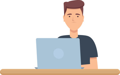 Desk programming icon cartoon vector. Computer project. Smart study