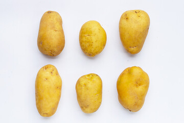 Raw potatoes isolated on white background