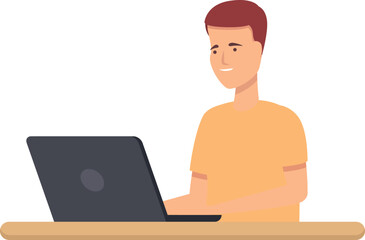 Study coding icon cartoon vector. Computer education. Child work