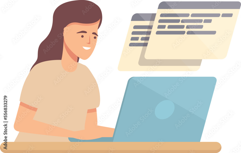 Poster programming education icon cartoon vector. computer technology. school project