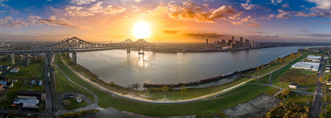 Panoramic view of New Orleans over the Mississippi