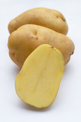Raw potatoes isolated on white background