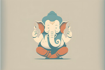 Lord Ganesha, Hindu god, illustration, vector illustration of lord Ganesha, minimalist 