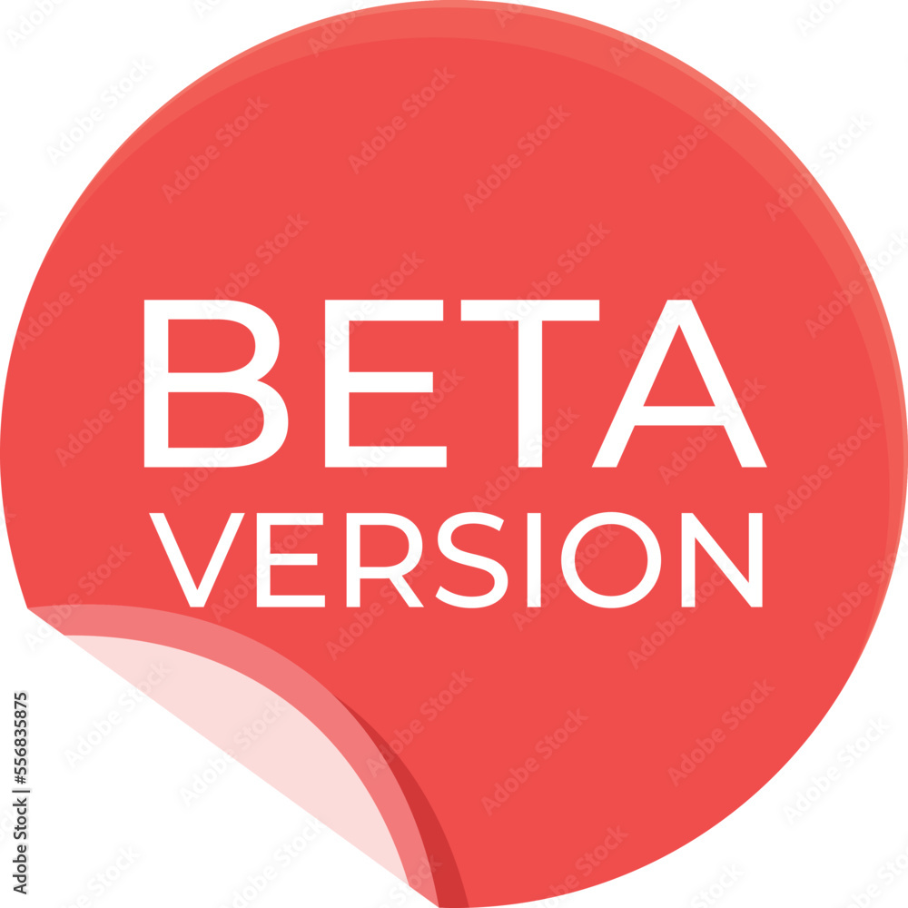 Poster red beta version icon cartoon vector. digital program. time data
