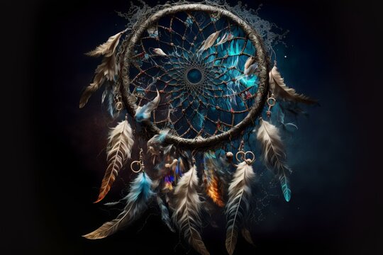 dreamcatcher with psychic waves emanating from the centre, REALISTIC (AI Generated)
