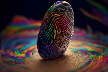 psychic wave pattern emanating from a fingerprint (AI Generated) - obrazy, fototapety, plakaty