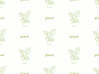 Plant cartoon character seamless pattern on white background