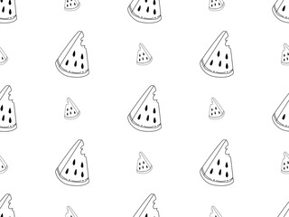 Watermelon cartoon character seamless pattern on white background