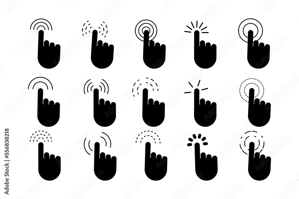 Poster set cursor finger. computer technology concept. computer mouse. vector illustration. stock image.