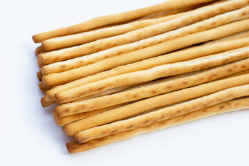 Bread sticks on white background