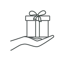 Marketing gift line icon. Present and surprise, discounts and promotions. Advertising graphic element for website. Marketing and promotion of goods on Internet. Cartoon flat vector illustration