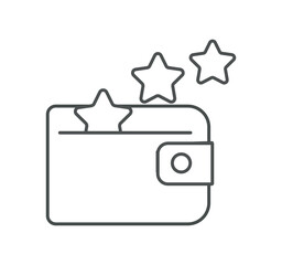Marketing wallet line icon. Minimalistic creativity and art, sticker for social networks and messengers. Template, layout and mock up. Promotions and discounts. Cartoon flat vector illustration