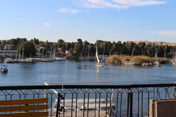 Landscapes, a sailing ship trip in the Nile River, Aswan, Egypt