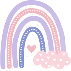 Boho rainbow clipart.Valentine’s Day,Greeting cards,Birthday cards.