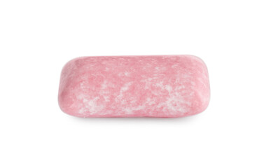 One pink chewing gum isolated on white