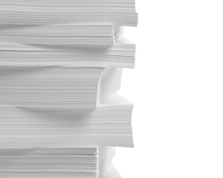 Stack of paper sheets on white background