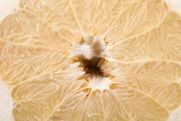 Tasty fresh pomelo fruit as background, closeup