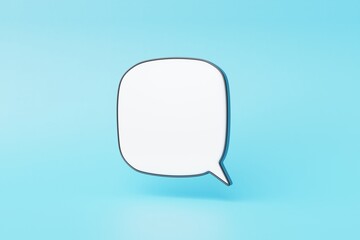 Blank quote box frame on blue background 3d illustration.