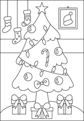 christmas coloring page printable vector illustration for kid