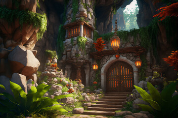 Naklejka premium リアルなダンジョン系背景イラスト(AI generated image)