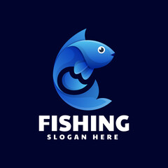 Vector Logo Illustration Fish Gradient Colorful Style.