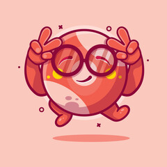 cute billiard ball character mascot with peace sign hand gesture isolated cartoon in flat style design